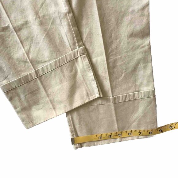 J Jill Capri Crop Pants Womens SZ 12 Genuine Fit Below Waist Beige Cuffed Cotton - Picture 9 of 12